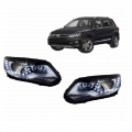 Μπροστινά Φανάρια Set Για Vw Tiguan mk1 11-15 DRL Μαύρα H7/H7 Με Μοτέρ Carner - Headlights - Xenon - Bulbs